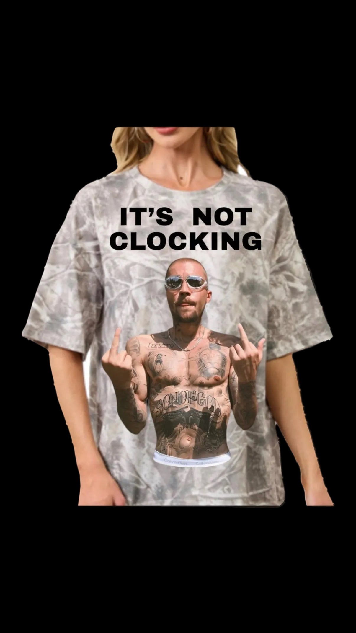 Justin Bieber Its Not Clocking Oversized Tee